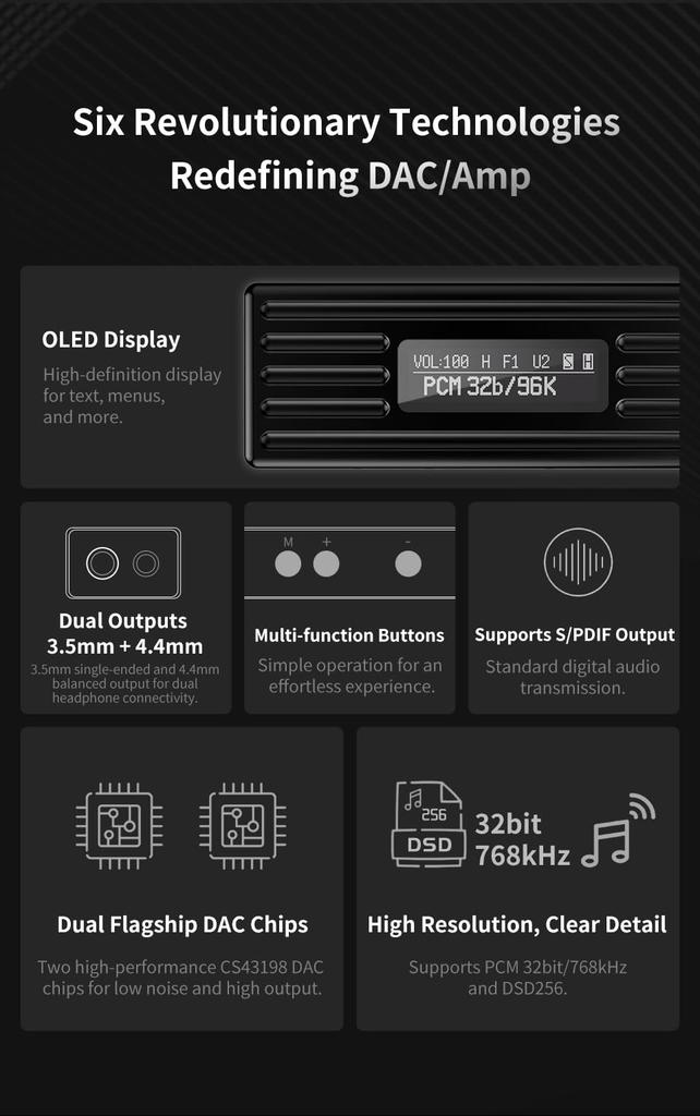 TRN TE Pro Kompakter Smartphone-Verstärker CS43198 Tragbarer Kopfhöreranschlussverstärker, DAC, [High-Resolution-Unterstützung] 32-Bit/768kHz DSD256, Chip, Verstärker,