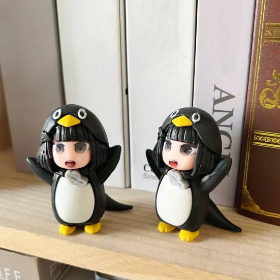 Small Penguin Doll Figurine Cute Cartoon Penguin Figure Collectible Ornament for Office Desk Car Dashboard Decor