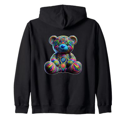 Colorful Teddy Bear Zip Hoodie