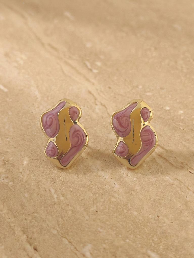 Vintage Gold Earrings For Women Cute Geometric Gold Plated Stainless Steel Trendy Colorful Summer Starfish Stud Earrings