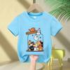 Fashion Funny Cat T Shirt Kids Letter Print Short Sleeve Round Neck  Boys Girls Casual Summer Breathable Tshirt