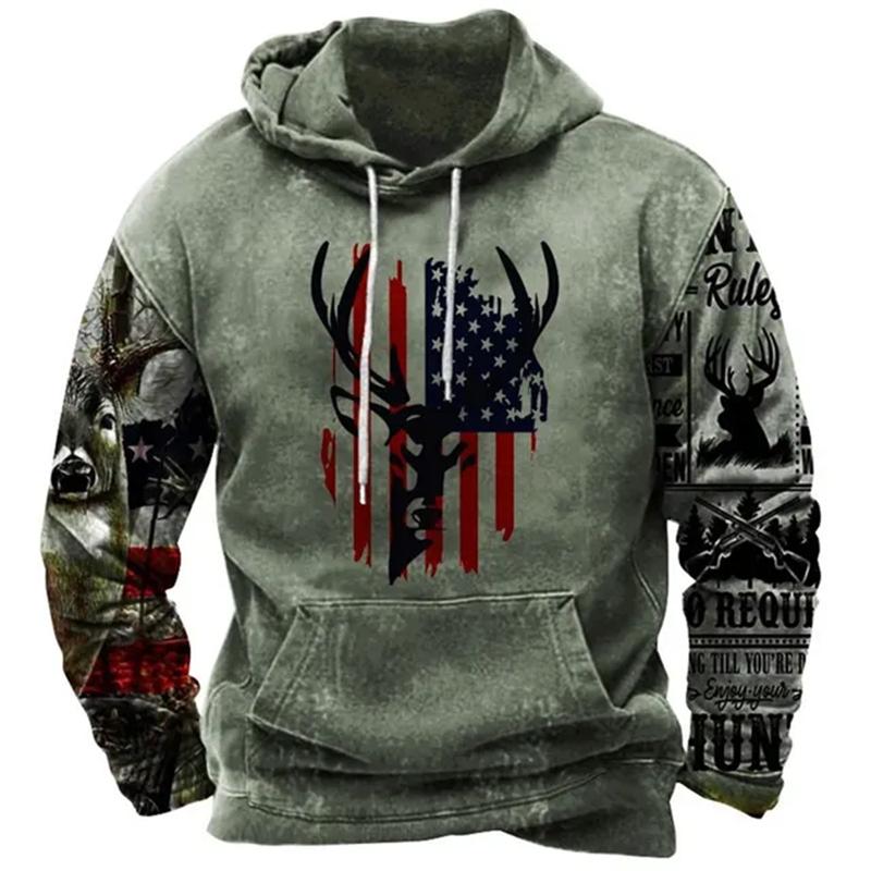 Módní mikiny s potiskem vlajky USA pro muže Hip Hop Trend Harajuku Vintage oblečení Jaro a podzim Novinka v mikinách Oversized topy
