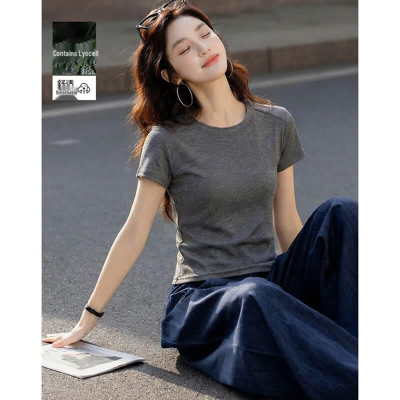 Demana Women s Lyocell Blend Short Sleeve T-Shirt L