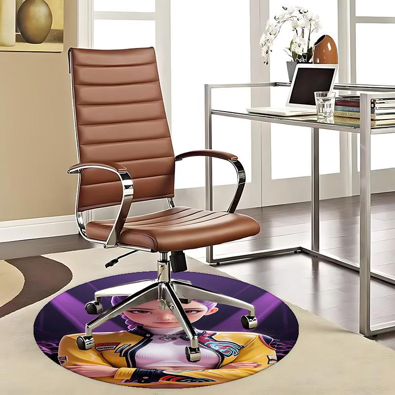 

1pc Anime Cartoon Design Round Carpet - Office Chair Mat, Non-Slip Rug for Home Decor, Suitable for All Seasons, Perfect Gift for Holidays.Q004 80cm by 80cm