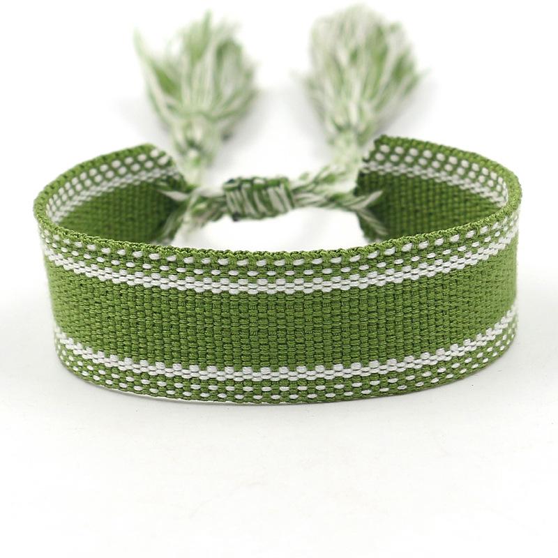 Ethnic Style Woven Bracelet with Embroidered Tassels - D Family DIY Promotion Wristband
