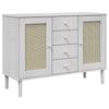 VidaXL Buffet SENJA aspect rotin blanc 112x40x80cm bois massif de pin 358026