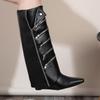 Women's Knee High Boots Fashion Pointed Toe Leather Boots Designer Zip Decorative Trouser Tube Boots for Women Knight Boot Botas