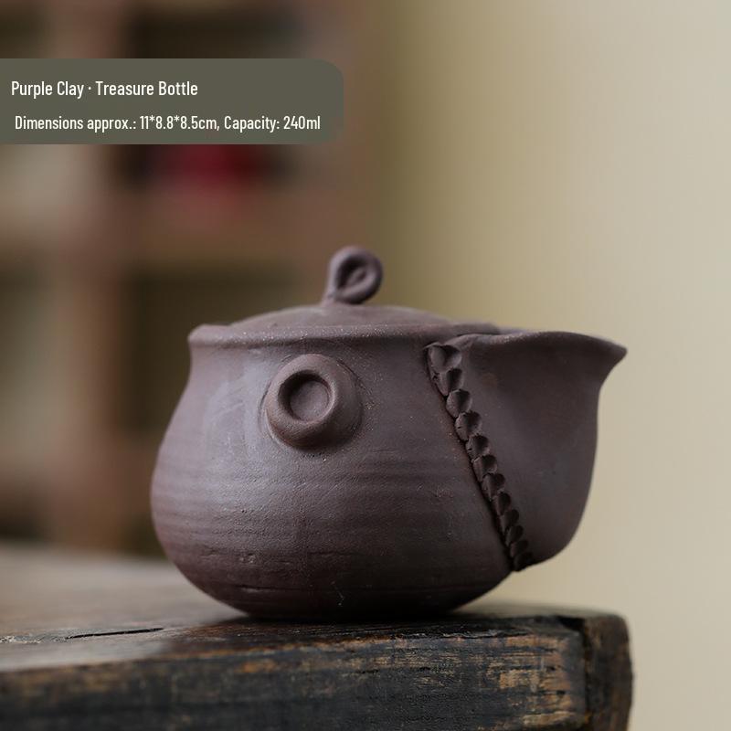 

Purple Clay Treasure Bottle: Handmade Retro Ceramic Teapot for High-Grade Kung Fu Tea Tasting