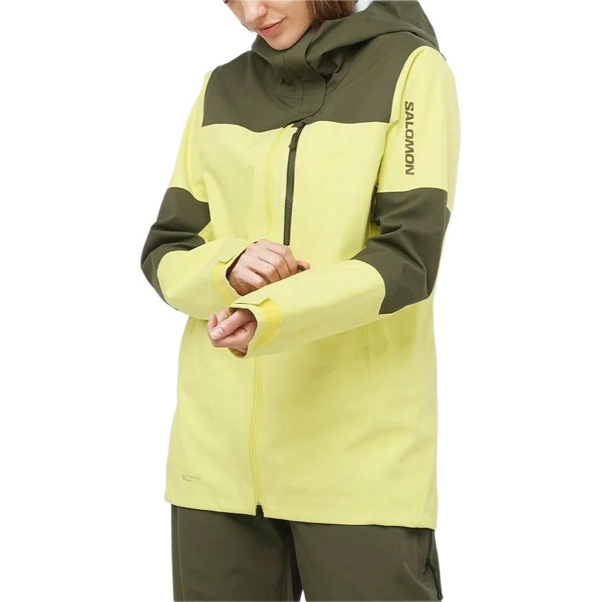 SALOMON Color Block Letter Hooded Zipper Fitted Windproof Waterproof Long Sleeve Jacket Women Jackets Yellow LC2161300