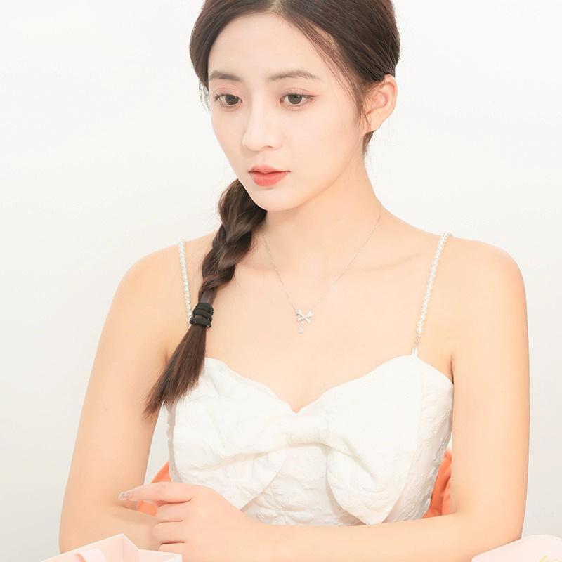Bow Necklace Light Luxury Niche Design Sense Collarbone Chain Necklace Jewelry For Girlfriend'S Birthday And New Year Gift Quality