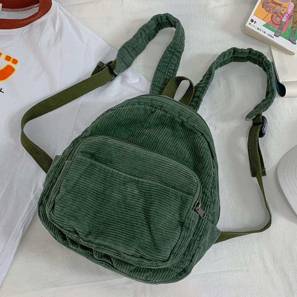 Corduroy Mini Backpack Multiple Pockets School Bag Classic Solid Color Shoulder Bag S/M/L Soft Unisex Female Commuter Travel Bag