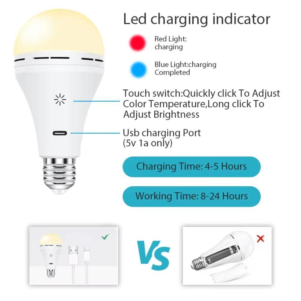 New 3 Color Remote USB Led Bulb with Timing Smart E27 Bulbs Dimmable Cordless Rechargeable Light Bulb