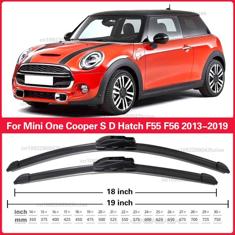 For MINI Mini One Cooper S D Hatch F55 F56 2013 - 2019 Car Front Wiper Blade Washer Windscreen Car Accessories 19"+18"