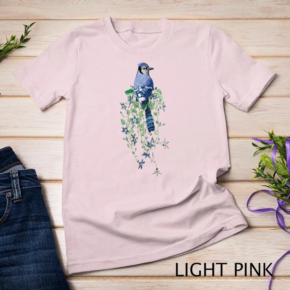 Flowers and Blue Jay Unisex T-shirt 7 XL