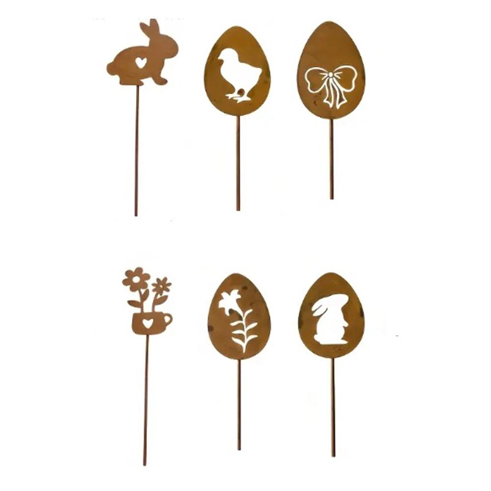 Outdoor Bunny Egg Silhouette Iron Garden Ornament for Hanging Basin Landscape For PlugIn Compatible Decoration