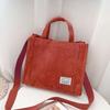 Women's Fashion Corduroy Tote Bag Lightweight Crossbody Style Holds Daily Essentials Ideal for School Work Shopping