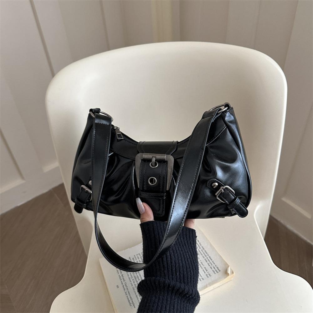 

Spicy Girl Retro Rivet Shoulder Bag Y2K Locomotive Pack Portable Motorcycle Bag Shopping чёрный