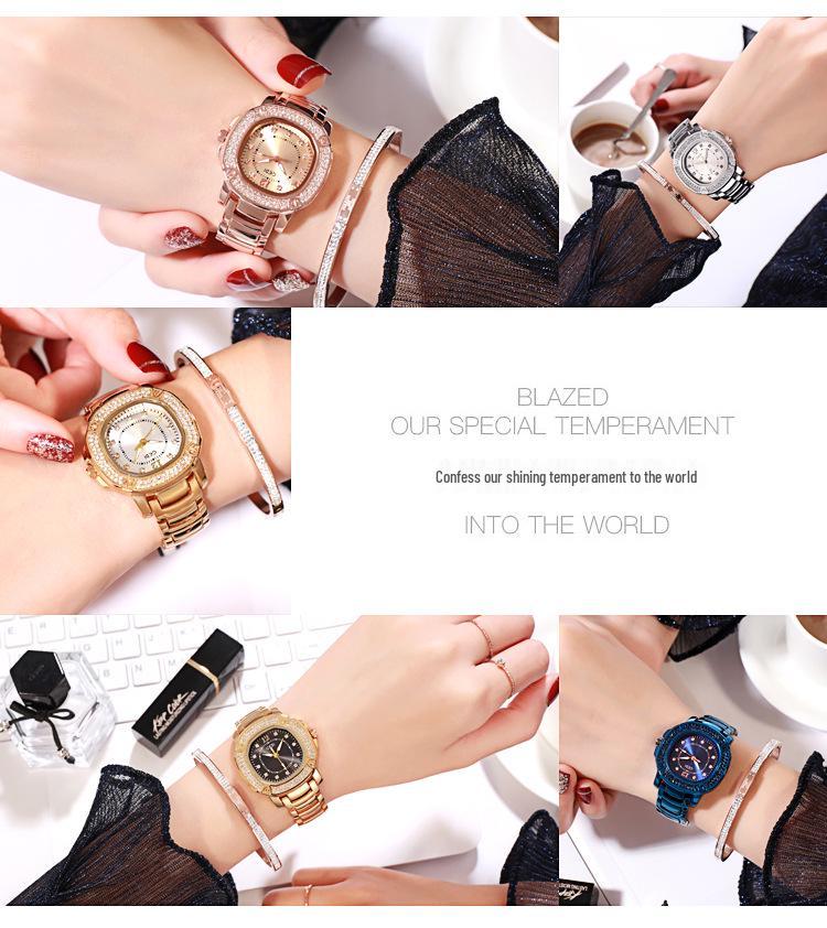 Gedi Women's Star-Patterned Luxury Alloy Watch with Steel Band