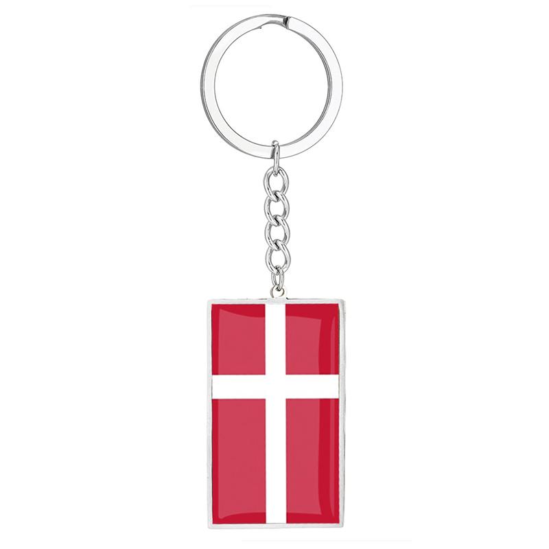 Stainless Steel Epoxy Canada Australia Flag Keychains Rectangle National Flag Pendant Car Key Chain