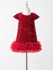 Girls' Sequin Princess Dress: 2025 Christmas Short-Sleeve Party Gown