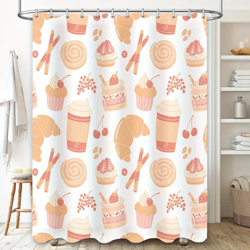 Pink Cupcake Candy Shower Curtain 3D Printed Waterproof Home Decor For Bathroom Decorations Kids Room Decoration Set (160 X 180C