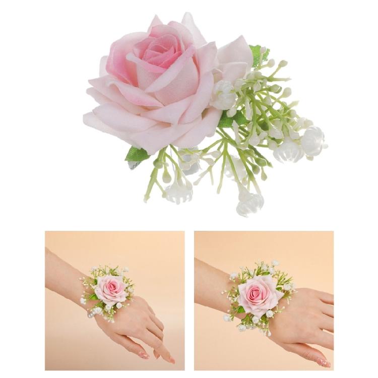 Wrist Corsage Artificial Rose Flower Boutonniere for Bride Groomsmen Bridesmaid Wedding Accessories for Special Occasion