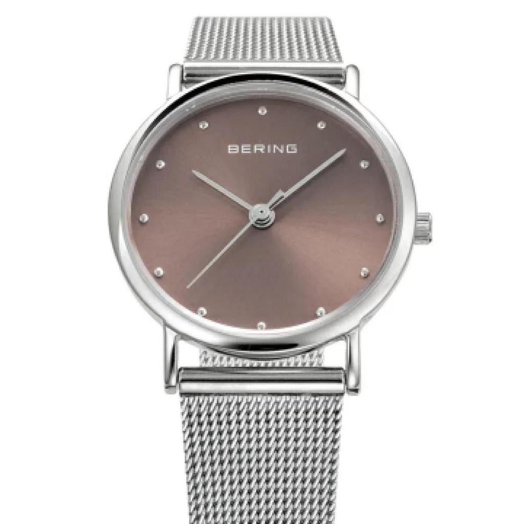 Used BERING Women's Watch Silver Mesh Belt Brown Dial