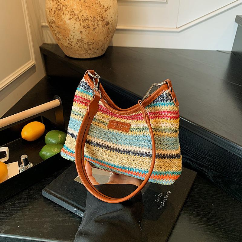 

Плетеная сумка женская летняя новая сумка-мессенджер для приморского отдыха, на плечо, подмышку