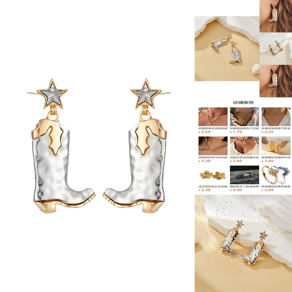 Fashionable Vintage Five Pointed Star Alloy Earrings For Modern Womens Style