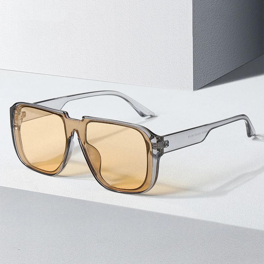 Sommermode Einteilige Retro Quadratische Sonnenbrille UV400 Vintage Retro Spiegelbrille Damen Herren Flache Oberseite Sonnenbrille