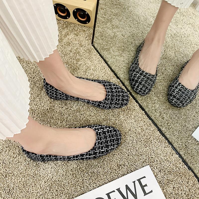 Damen Mädchen Einfarbig Große Größe Slip On Flache Flache Komfort Casual Plaid Einzelschuhe