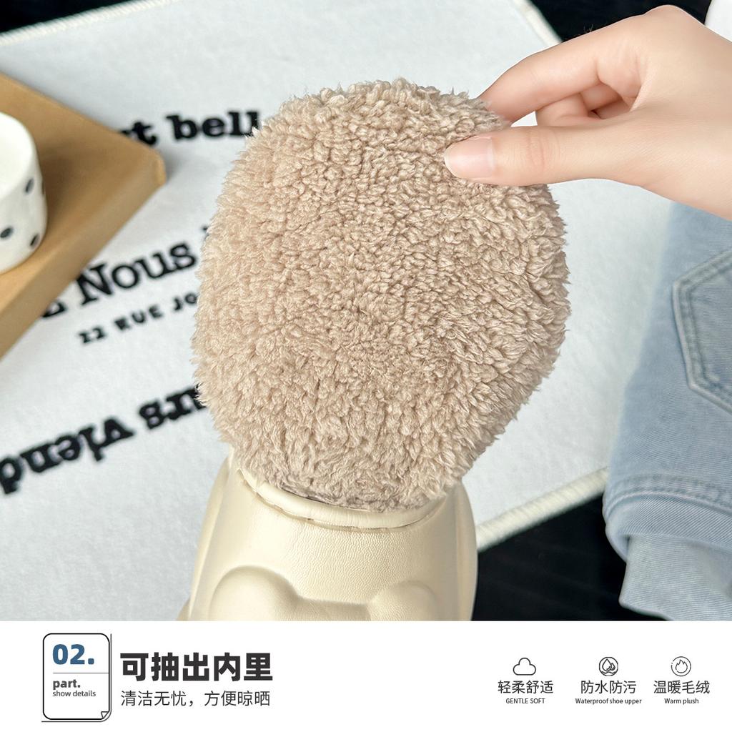 Household waterproof cotton slippers winter new velvet warm non-slip indoor thick-soled cotton shoes outer wear