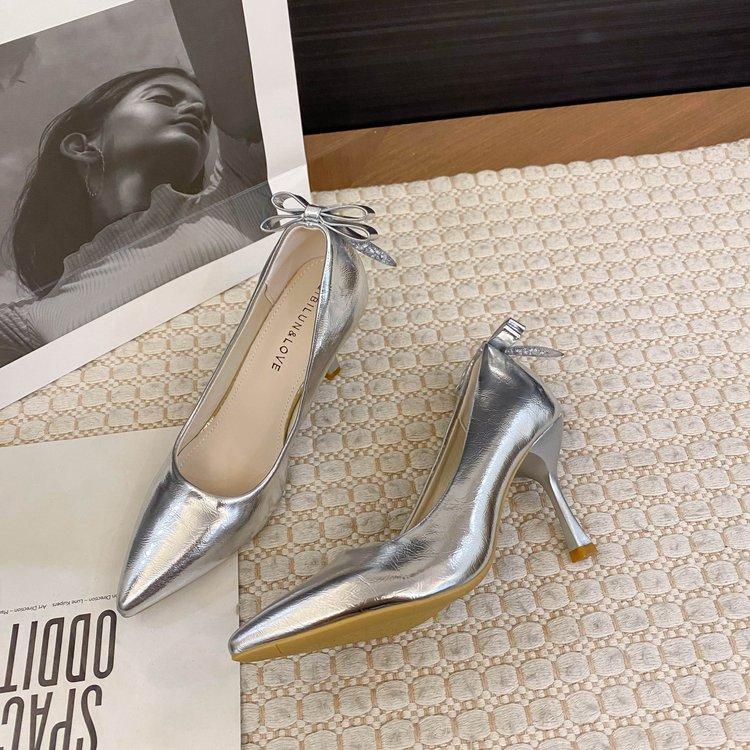 Fashion New Silver Pointed Toe High Heels Women's Stiletto Simple Shallow Mouth Sexy High Heel Single Shoes