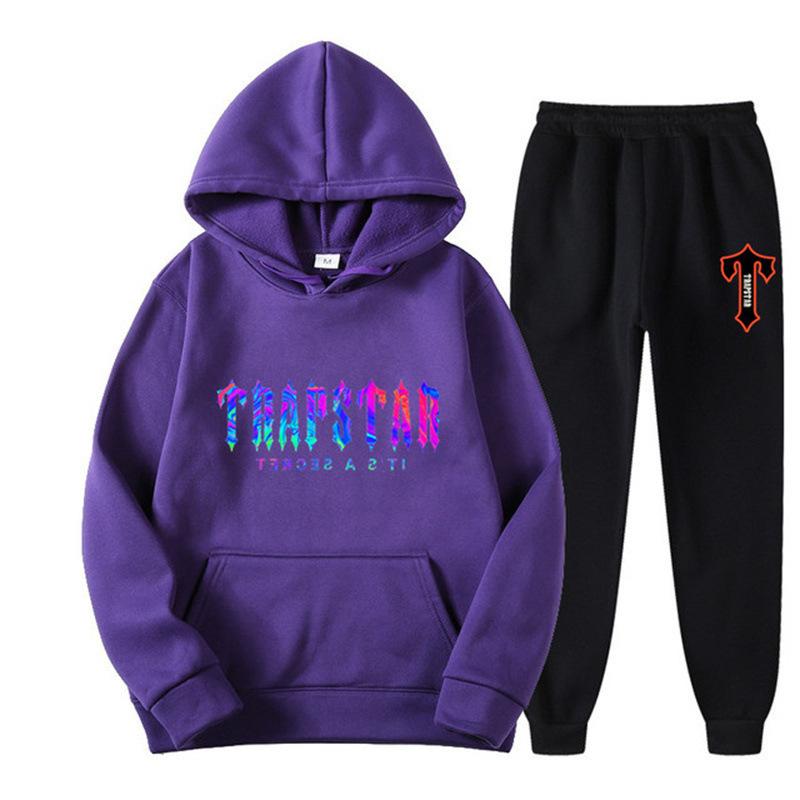 2023 New Letter Printing Men's and Women's Multi-color Warm Two-piece Set Loose Hoodie + Pants Jogging Set