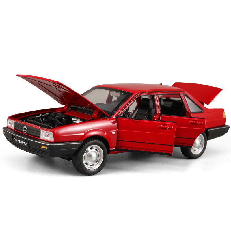 1/24 Scale Diecast Santana Alloy Classic Model Car Sound and Light Gift for Boyfriend Collection Hobbies Present with Kids