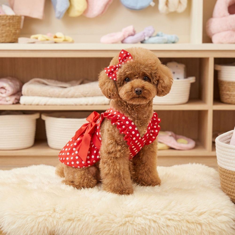 Flying Sleeve Pet Skirts Bow Headband Pet Dress Cute Cat Dog Princess Dress  Spring Summer