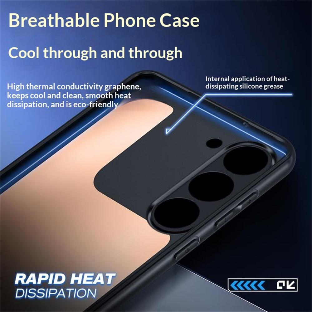 For Samsung Galaxy S23 Case Graphene + Brass Heat Dissipation Silicone PC Phone Cover Support Magnetic Car Mount