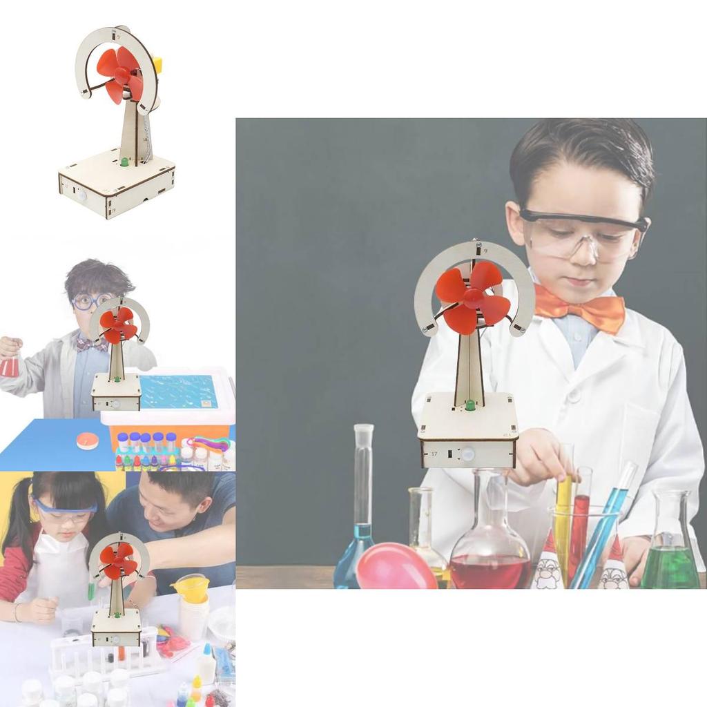 Kids Diy Electric Science Experiment Materials Wooden Handmade Fan For Learning Ha-a08
