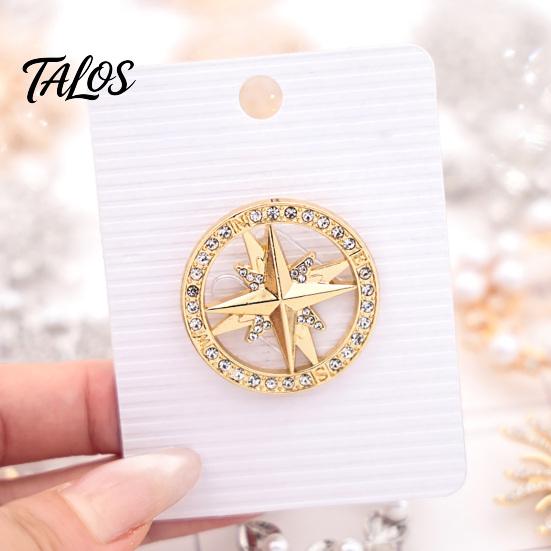 Oxidationsbeständiges Abzeichen Vintage Strassstern Kompass Brosche, Herren Damen Legierung Reversnadel, Schmuckzubehör für Kleidung Dekoration Retro Pin