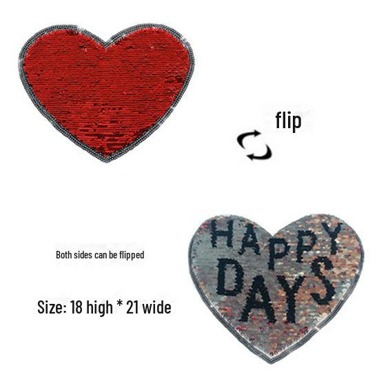 

Двусторонняя нашивка с пайетками в виде сердца для аксессуаров одежды