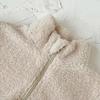 Herbst Winter Thermosuit Babykleidungssets Jungen Mädchen Lammfleece Farbblockiert Hoher Kragen Unifarbene Hose