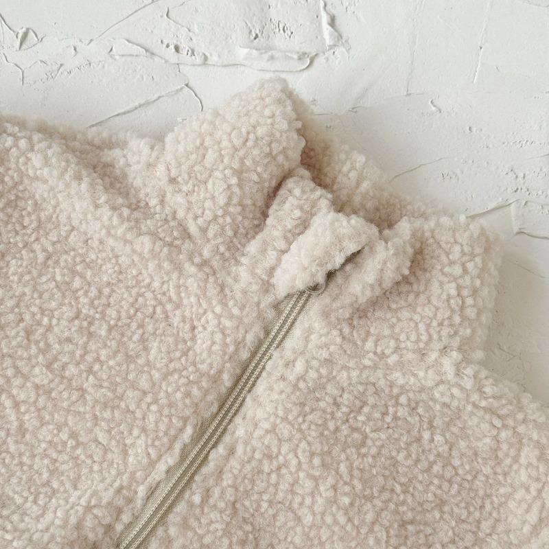 Herbst Winter Thermosuit Babykleidungssets Jungen Mädchen Lammfleece Farbblockiert Hoher Kragen Unifarbene Hose