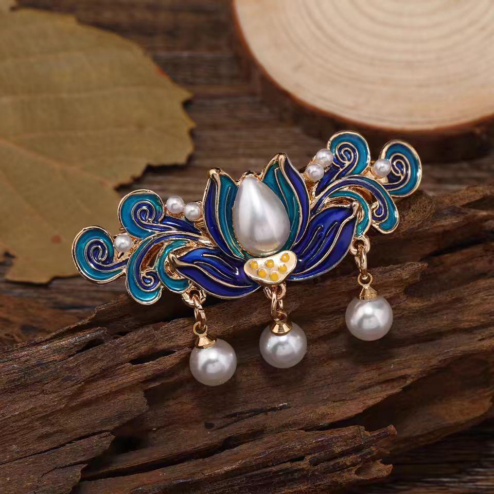 Ancient Style Blue Butterfly Hairpin: Ming Dynasty-Inspired Hanfu & Qipao Daily Hair Accessory