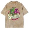 T-shirt da Donna Stile Horror con Stampa Fiore Cannibale Estate Tessuto Lavato Oversize Manica Corta Moda Scherzosa Top Retrò Americano