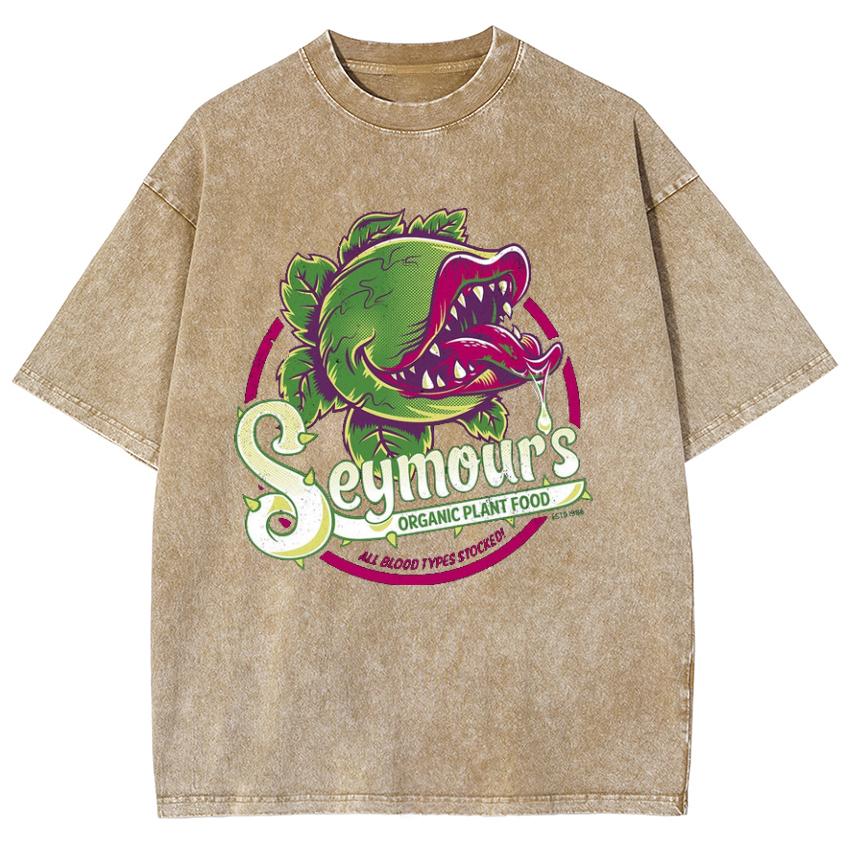 T-shirt da Donna Stile Horror con Stampa Fiore Cannibale Estate Tessuto Lavato Oversize Manica Corta Moda Scherzosa Top Retrò Americano