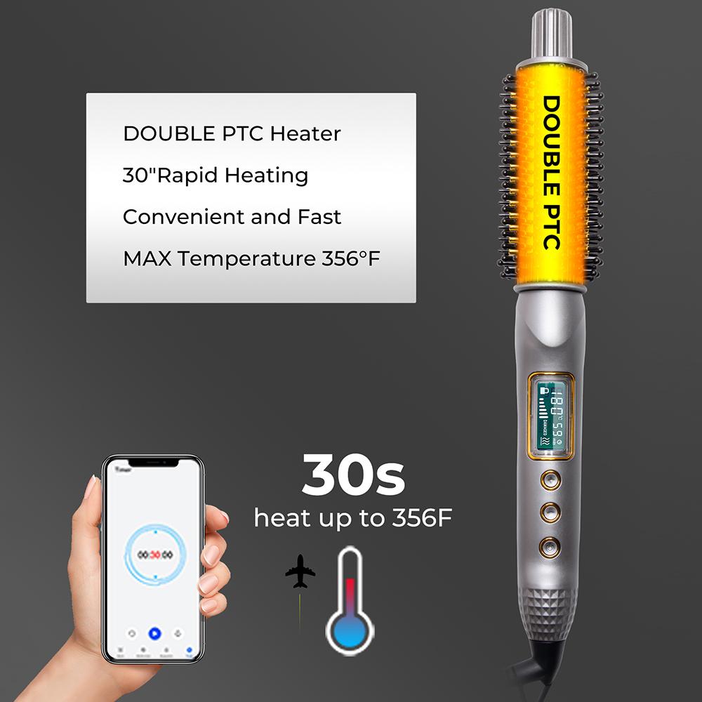 3-In-1 Hair Curler Straightener Anti-Scald Curling Iron Brush Ceramic Ionic Hair Heated Round Brush Electric Curling Wand