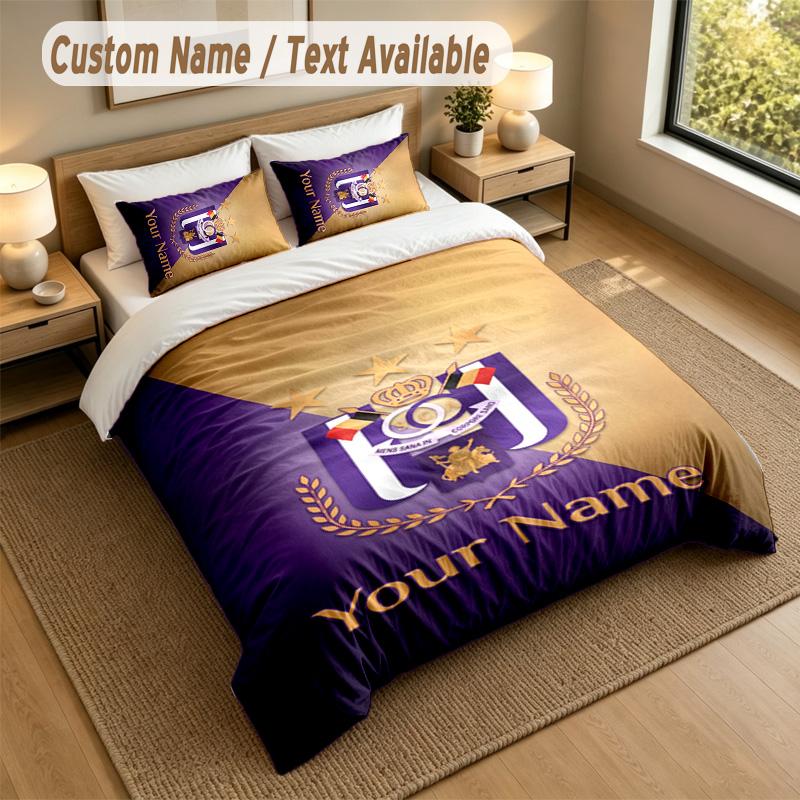3Pcs Bedding Set Custom Name Text, 1 Sheet 2 Pillowcases Home Bed DecorAnderlecht FC