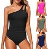 Nuovo bikini tinta unita costume intero conservativo donna spalla obliqua traforato costume da bagno per sorgenti termali