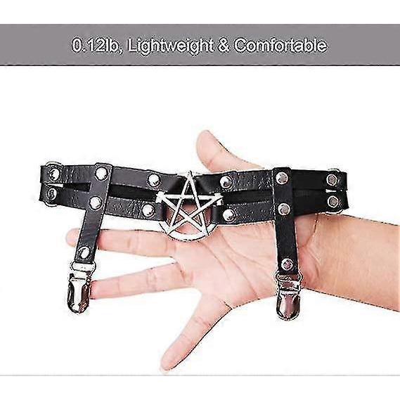 2pcs Adjustable Star-shaped Leg Garter With Anti-slip Clips, Elastic Gothic Thigh Ring Garter For Women And Girls