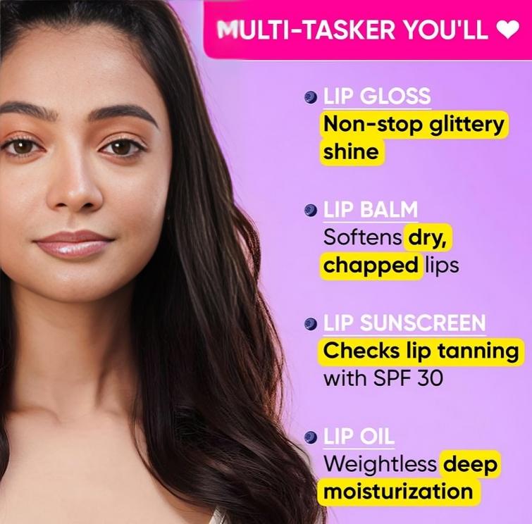 DOT & KEY Balzám na rty Vitamín C + E SPF 30 +, Lesk na rty s třpytkami bez nepořádku, Lesklé a plné hydratované rty, 12 g